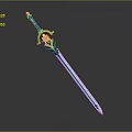 Decorative Sword with White Blade Purple and Gold Hilt and Gold Star Shaped Top Ornament