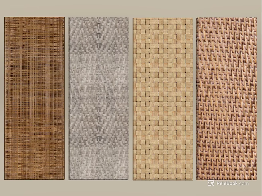 Decorative Room Dividers With Woven Diamond Mosaic And Grid Textures For Interior Design 3d model 