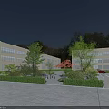 Park Landscape With Modern Buildings Various Trees Green Shrubs Paths And Leisure Seats