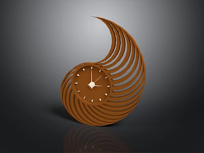 Modern Spiral Design Brown Clock For Stylish Home Decor And Living Room 3d model