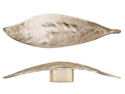 Decorative Leaf Shaped Cabinet Handles With Brushed Metal Finish And Elegant Design 3d model