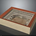Ancient Roman Colosseum Model With Red Border Circular Arena Tiered Seats And Square Base