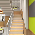 Modern Restaurant Interior With Neat Tables Chairs Hanging Lights And Food Displays On Walls