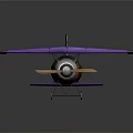 Vintage Space Aircraft 3D Model With Blue Purple Wings Wooden Metal Body And Propeller