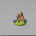 Colorful Fantasy Creature With Antlers Bushy Tail Striped Fur On Grass Base With Flowers Stones