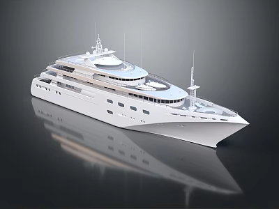 Luxury White Modern Yacht Exterior Design With Multiple Decks And Sleek Structure 3d model
