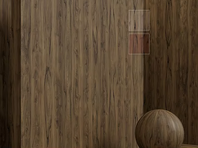 Brown Wood Grain Wall Components With Wooden Sphere Decoration And Natural Textures 3d model