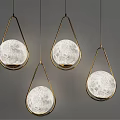 Modern Minimalist Pendant Lights With Golden Metal Frames And Moon Surface Texture