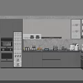 Modern Kitchen Interior With Gray And White Cabinets Oven Microwave And Appliances