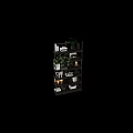 Stylish Black Gold Shelving Unit with Green Plant Books Leopard Sculpture and Decorative Candles