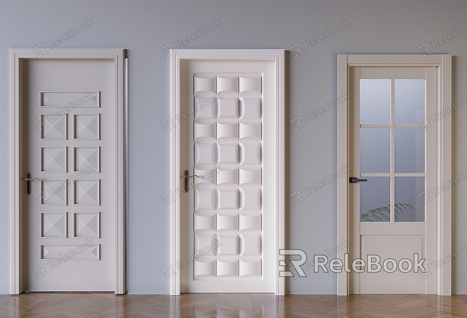 European-style Cream Style Flat Open Door European-style Solid Wood Single Open Door Glass Flat Open Single Open Door model