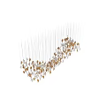 Modern Leaf Shaped Gold Silver Hanging Chandelier For Interior Decor Design