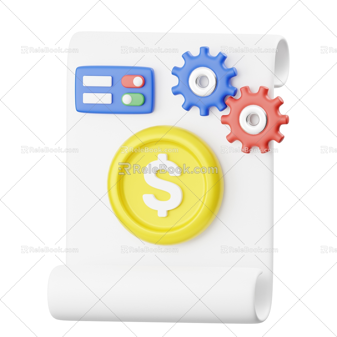 Modern Gold Coin Gear Paper Cartoon Gold Coin 3d model