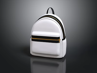 White Backpack With Black Yellow Zippers And Minimalist Front Pocket Design 3d model