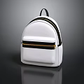 White Backpack With Black Yellow Zippers And Minimalist Front Pocket Design
