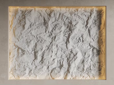 Textured Grayish White Background Wall With Wrinkled Surface And Yellow Border 3d model