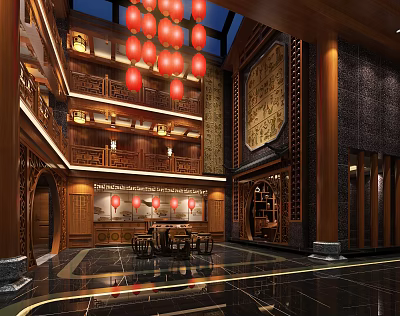 Chinese Teahouse Lobby 3d model