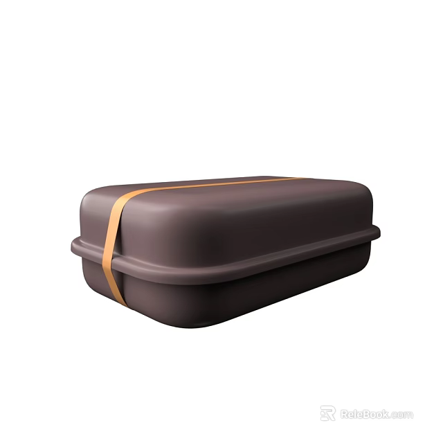 Brown Portable Food Container With Orange Strap Practical Kitchen Storage Utensil 3d model