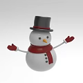 Cute Decorative Snowman With Black Top Hat Red Scarf And Red Gloves