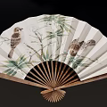 Traditional Chinese Fan Wall Hangings With Birds Bamboo And Landscape Patterns