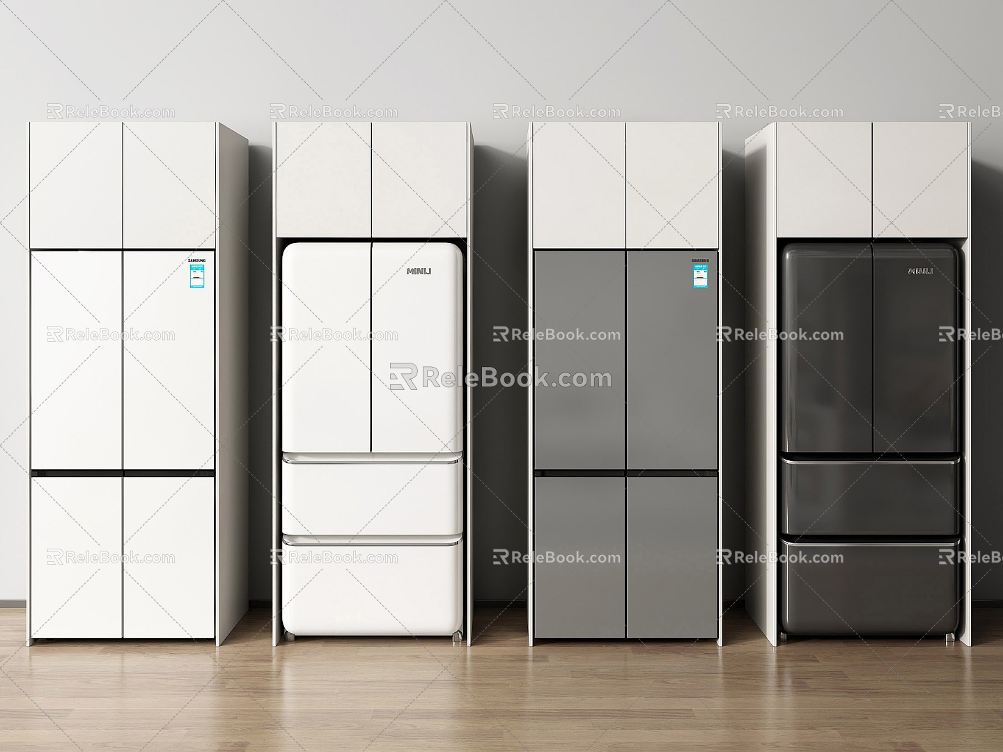 Refrigerator Embedded Refrigerator French Refrigerator Cross Door Refrigerator Four Door Refrigerator Opposition Door Refrigerator 3d model