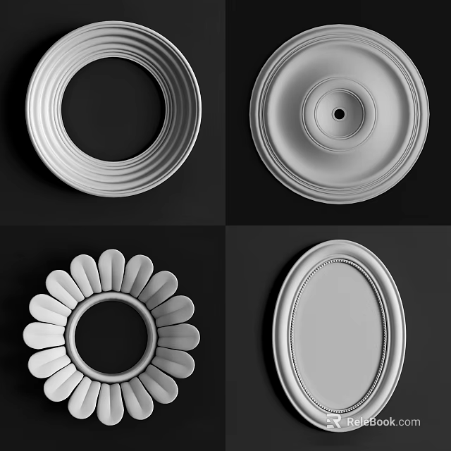 White Decorative Components With Various Shapes For Architectural Decoration 3d model 