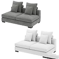 Gray And White Modular Sofa Design With Cushions And Throw Blanket 3d model