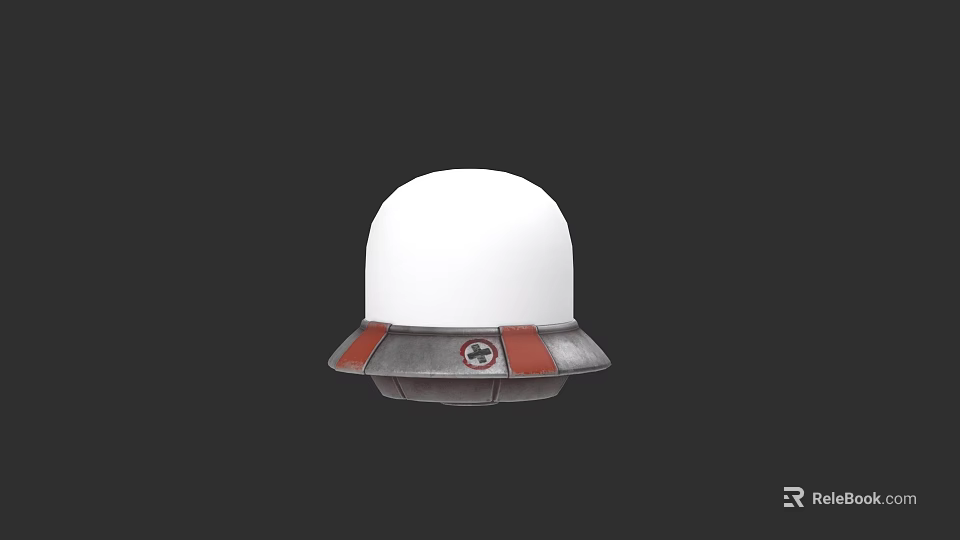 Game Movie Character White Dome Helmet With Red Gray Accents And Emblem Design 3d model 