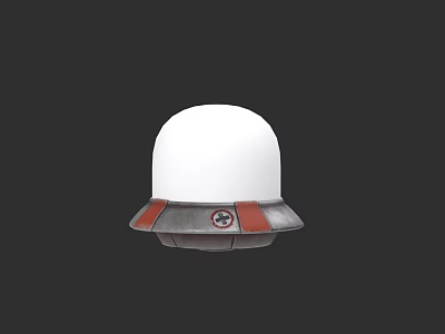 Game Movie Character White Dome Helmet With Red Gray Accents And Emblem Design 3d model