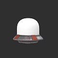 Game Movie Character White Dome Helmet With Red Gray Accents And Emblem Design
