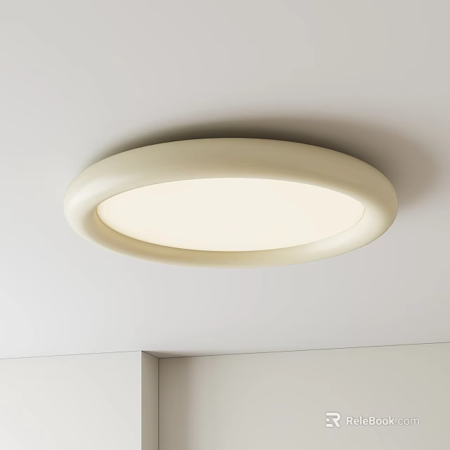 Modern Round White Flush Mount Ceiling Light With Bright Illumination For Home Interior 3d model
