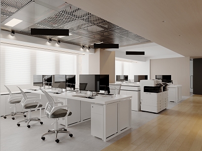 Modern Open Office Area Office Workstation Area Office Chair Office Desk Office Equipment Printer 3d model