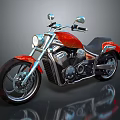 Red Motorcycle With Black Seat Silver Handlebars And Chrome Wheels Modern Design