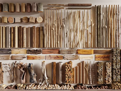 Various Natural Stone and Wood Decorative Samples with Diverse Textures for Interior Wall 3d model