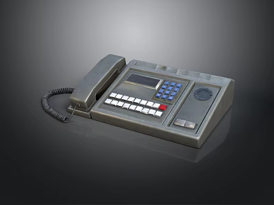 Vintage Landline Telephone With Numeric Keypad LCD Display And Coiled Handset Cord 3d model