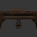 Vintage Wooden Musical Instrument Piano with Ornate Carvings Classic Design and White Keys