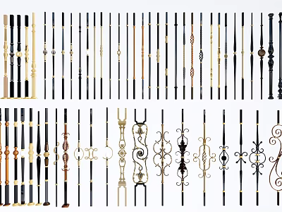Decorative Railings Collection Showcasing Various Designs and Ornate Styles 3d model