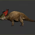 Triceratops Dinosaur Model With Red Green Frill And Brown Body Details