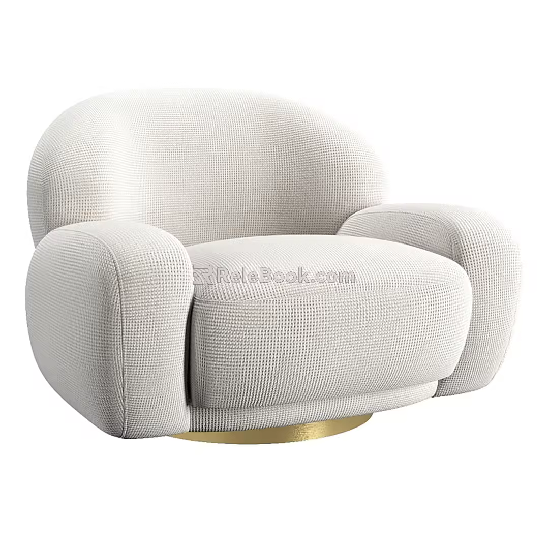 Light Luxury Single Sofa 3d model
