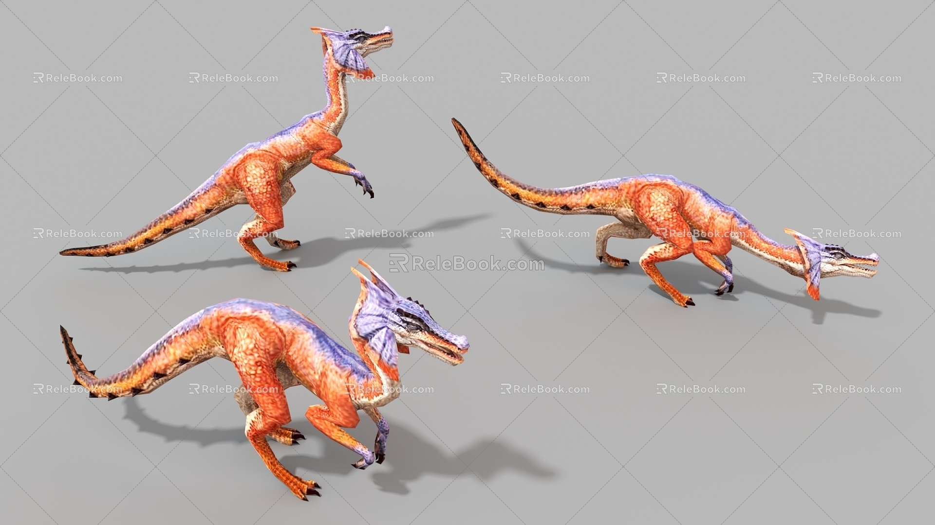 carnivorous dragon group crawling dragon beast ancient monster game character virtual creature 3d model