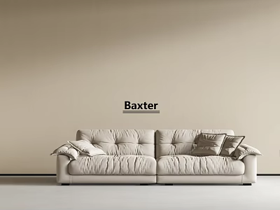 Baxter Modern Two Seater Leather Sofa In Beige Color With Beige Wall Background 3d model