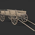 Old Fashioned Wooden Wagon With Large Spoked Wheels And Open Cart