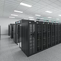 Neatly Arranged Server Room With Black Cabinets White Ceiling And Gray Floor