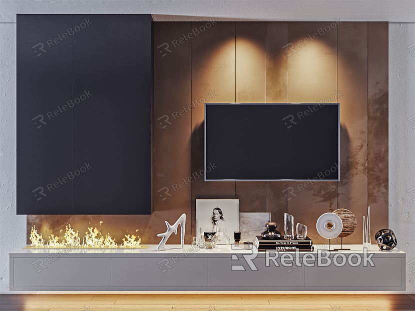 Modern TV background wall TV cabinet background wall model