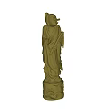 Traditional Sculpture Carving Of Human Figure Holding Scroll With Intricate Base Design