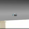 Modern Camping Tent with White Canopy Blue Support Poles Black Mesh Window and Orange Base