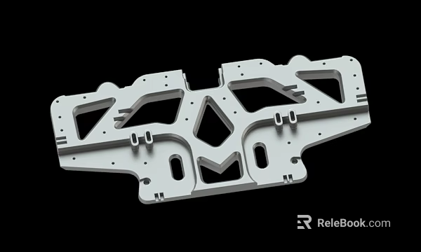White Metal Mechanical Bracket With Hollow Design And Mounting Holes 3d model 