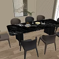 Modern Dining Table and Chair Rectangular Dining Seat Combination Dining Table Ornaments Dining Seat 3d model