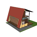 Two Story Detached House With Wooden Exterior Terrace Staircase And Interior Sofa