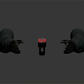 Dark Colored Weapon Device With Gloved Hands On Dark Background 3d model